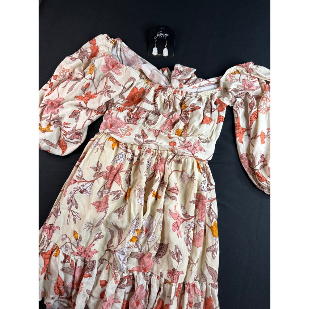 Hello Molly Floral Puff Sleeve Mini Dress Terracotta Jasmine Lane Set US Size 6